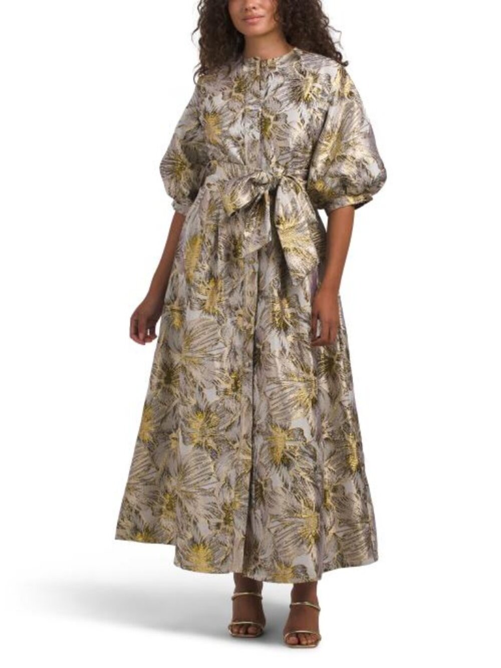 NANCY YANG Brocade Button Down Dress